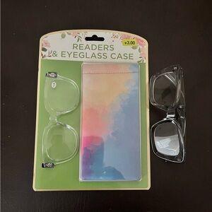 Clear Readers with Colorful Eyeglass Case